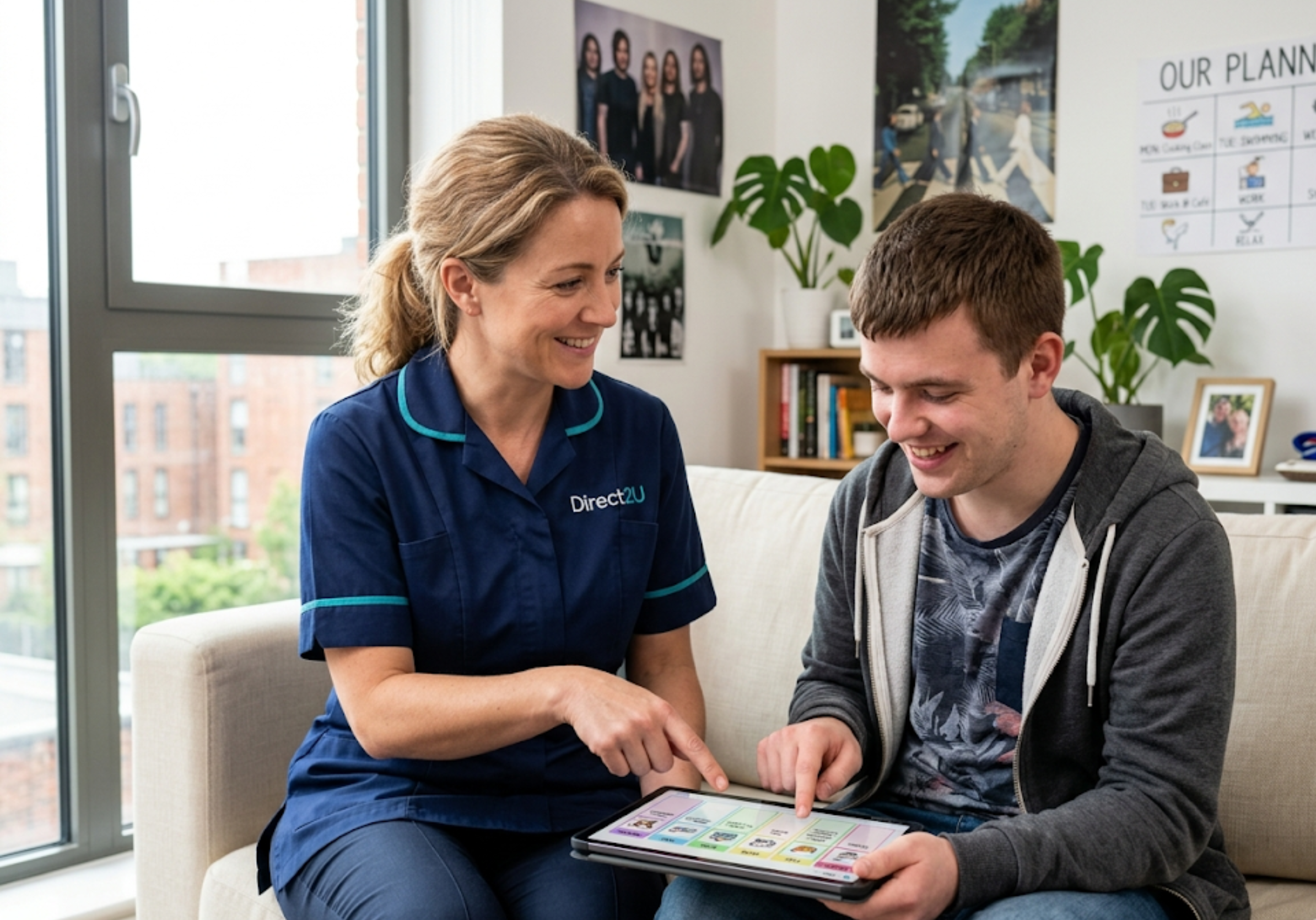 Direct2U support worker using a visual activity planner with an adult with a learning disability — person-centred LD support Enfield